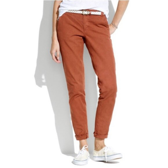 Madewell Rivington Trousers Linen Pink Salmon W 30 - Picture 7 of 8